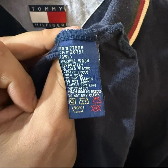 Vintage Tommy Hilfiger Navy Polo with Red and White Accents - Picture 4 of 5